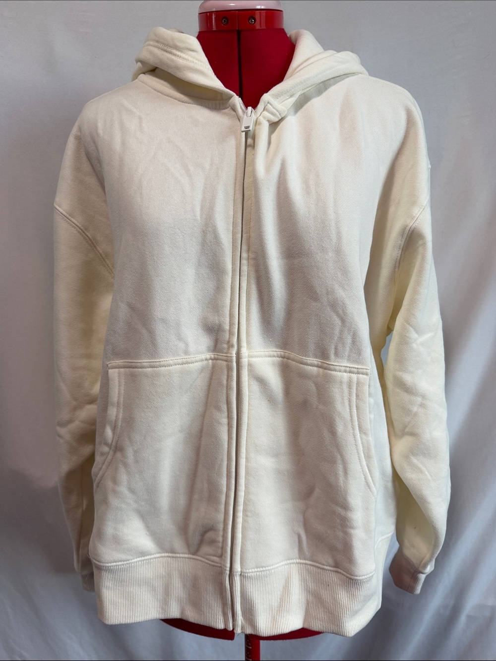 Women's Cream Full-Zip Hoodie Sweatshirt